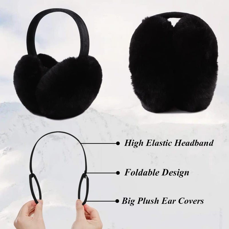 Peecabe Winter Women Earmuffs Faux Fur Girls Ear muffs Warm Unisex Kids Ear Covers Foldable Outdoor Boy Ear Warmers for Women - Image 2